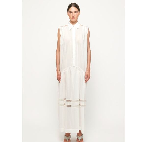 S/W/F LACE TRIM SLEEVELESS MIDI White New - Picture 1 of 8